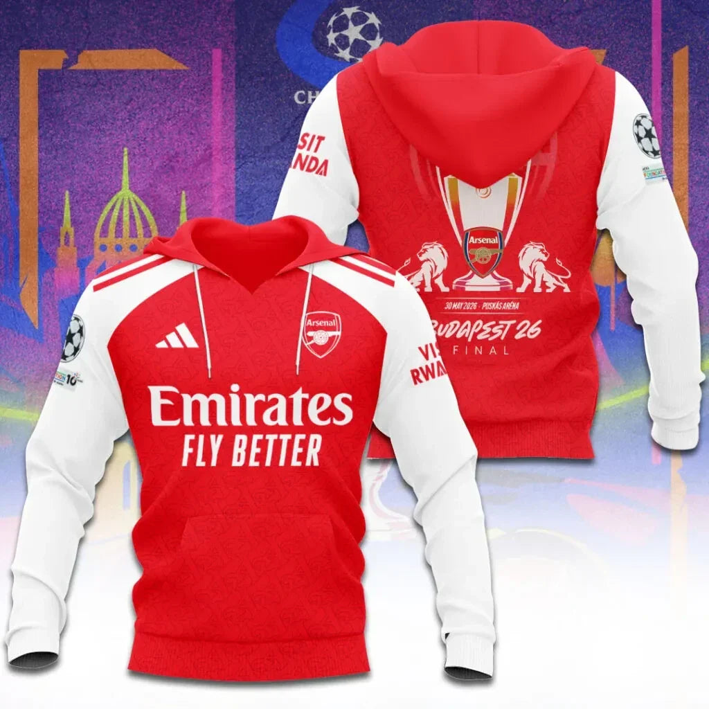 Arsenal F.C Champions League Final 2026 3D Apparel Hoodie