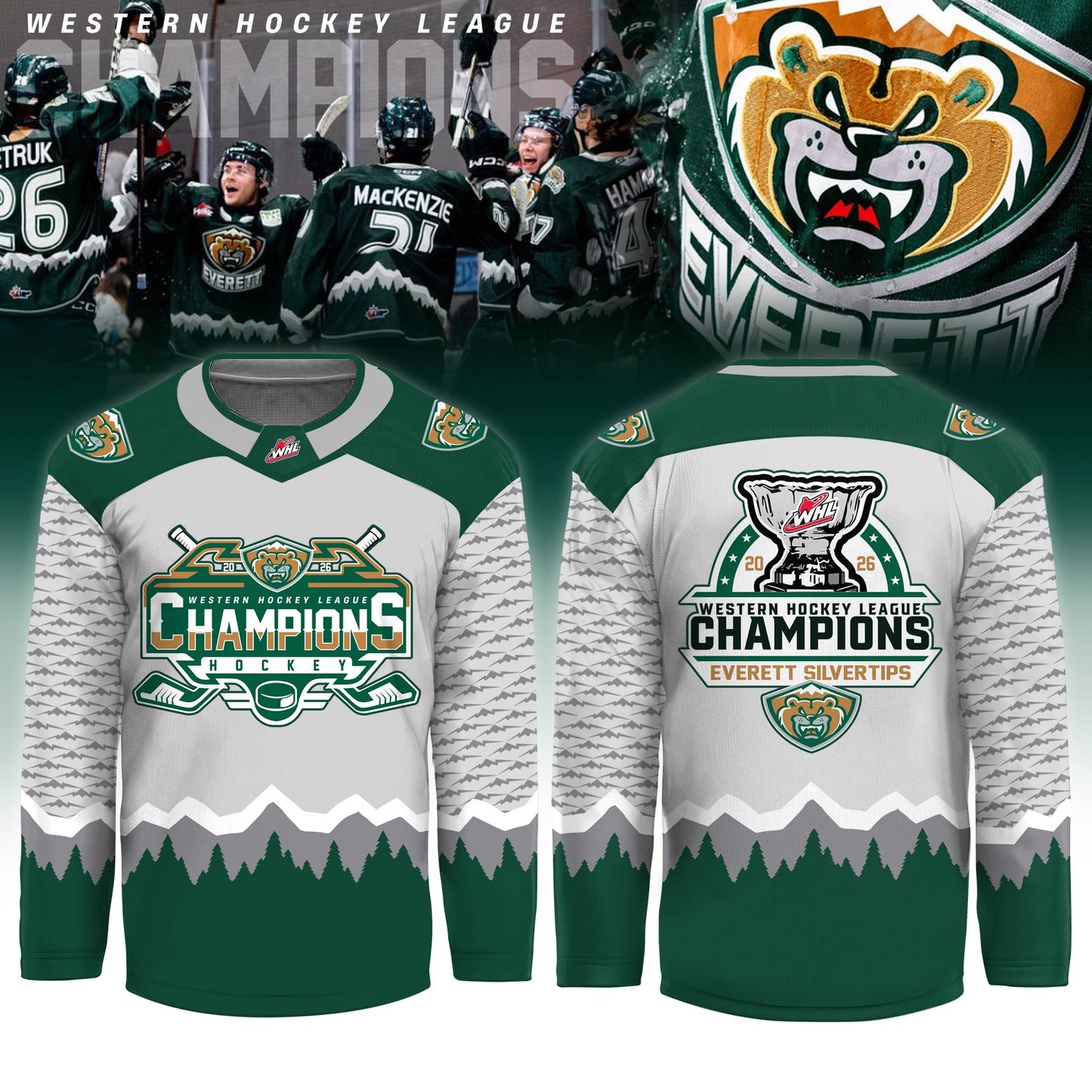 Everett Silvertips Champions Western Hockey League 2026 Jersey Limited Edition