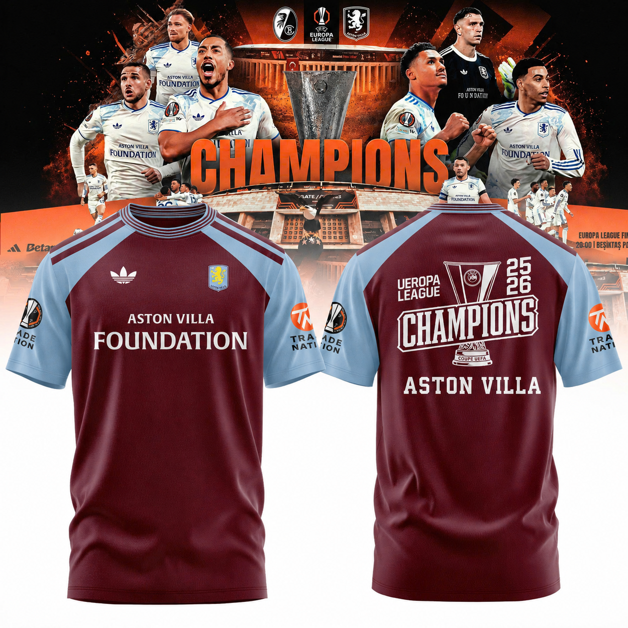Aston Villa Champions Europa League 25/26 Tshirt