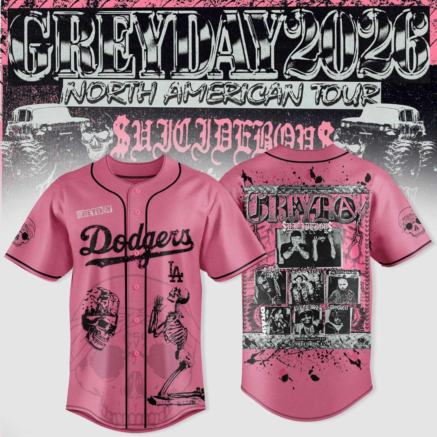 Los Angeles Dodgers X $uicideboy$ Greyday 2026 “ North American Tour Jersey