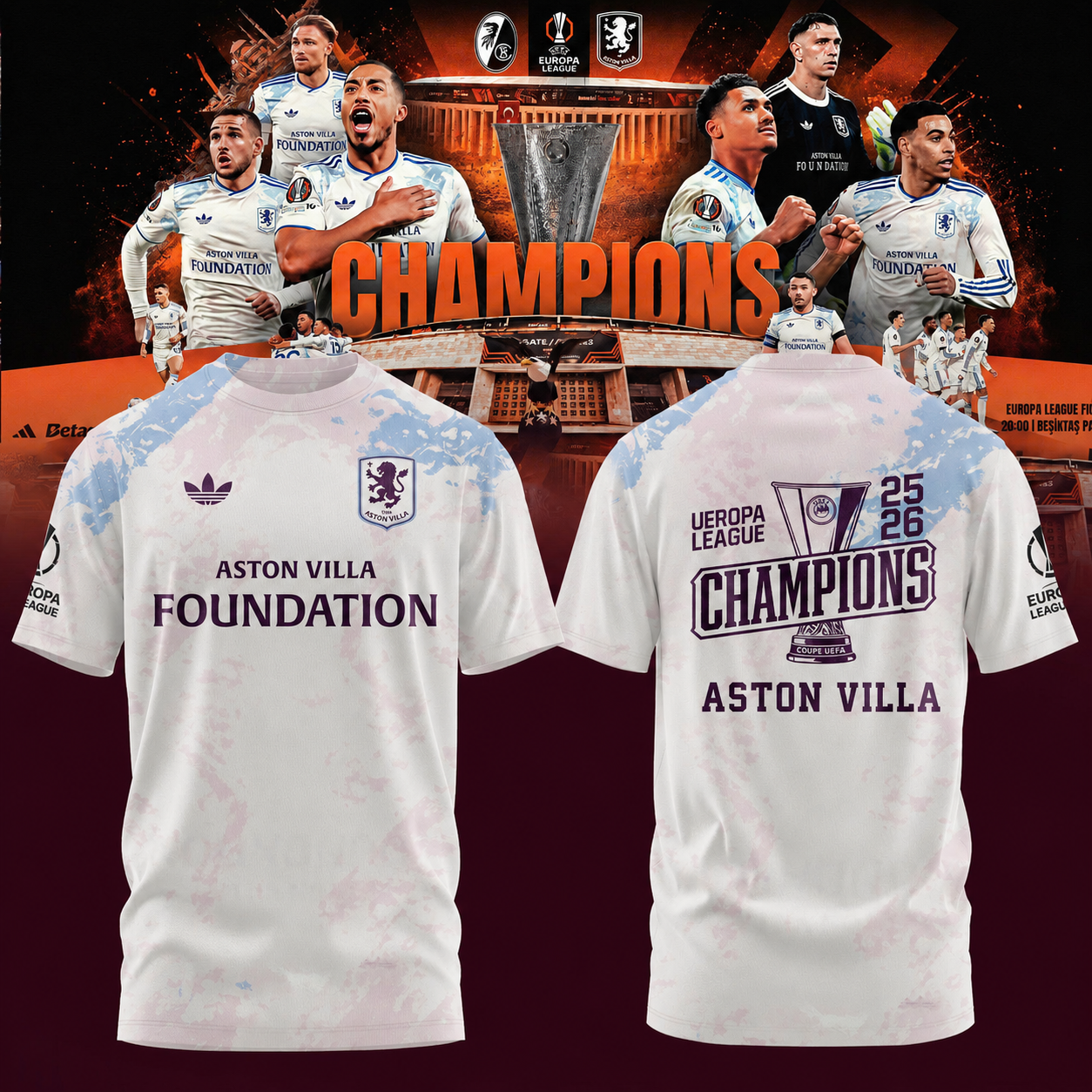 Aston Villa Champions Europa League 25/26 Tshirt