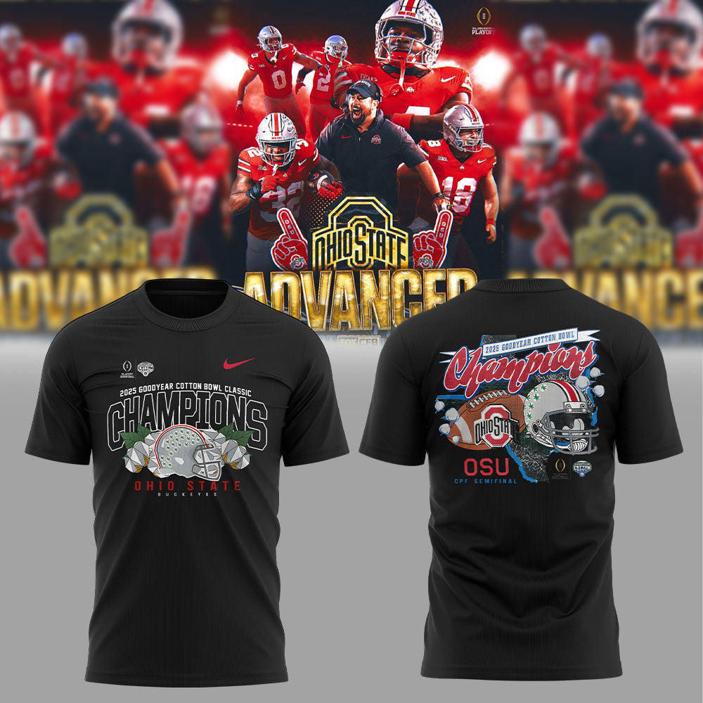 Ohio State Football ARE 2025 COTTON BOWL CHAMPIONS Black T-shirt