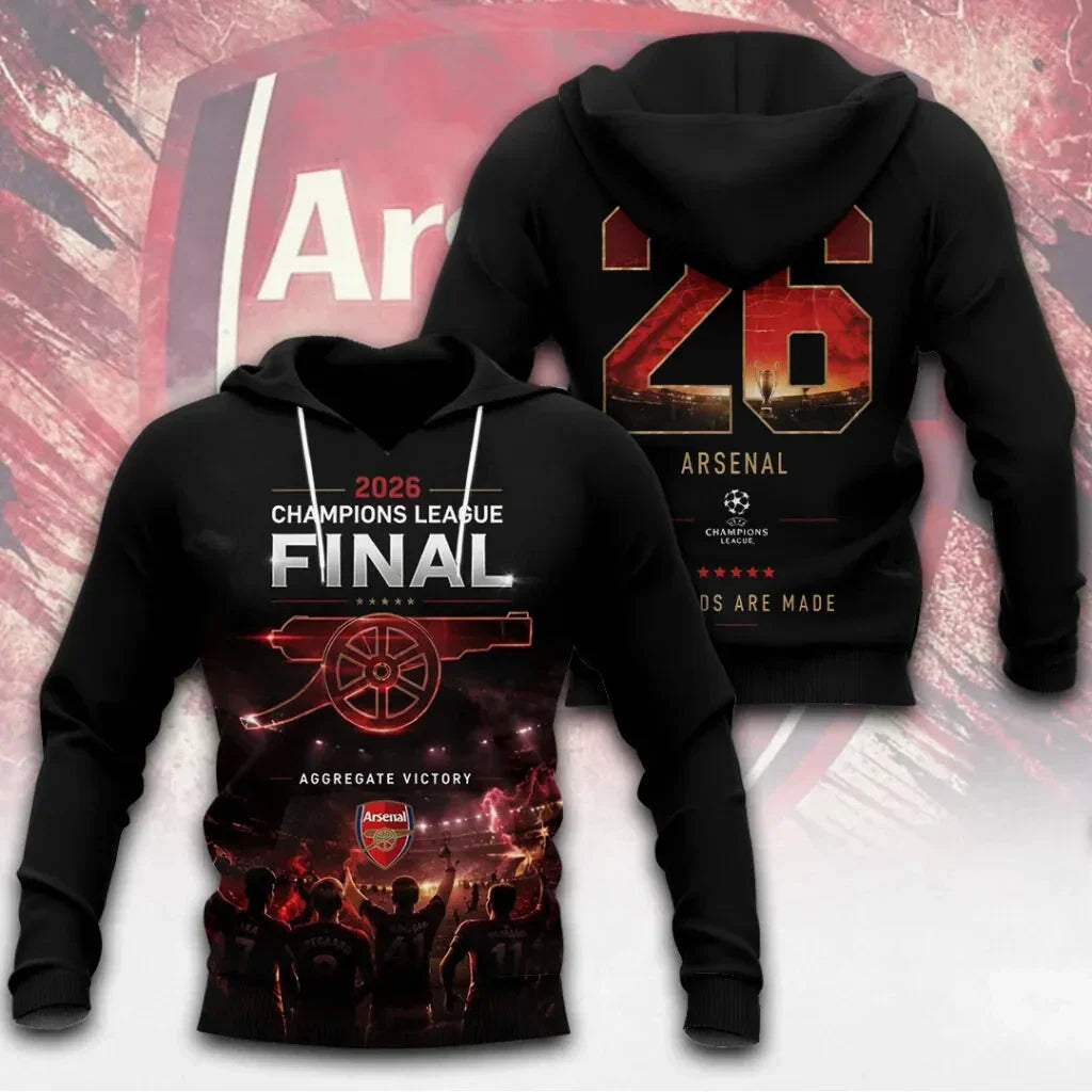 Arsenal F.C Champions League Final 2026 3D Apparel Hoodie