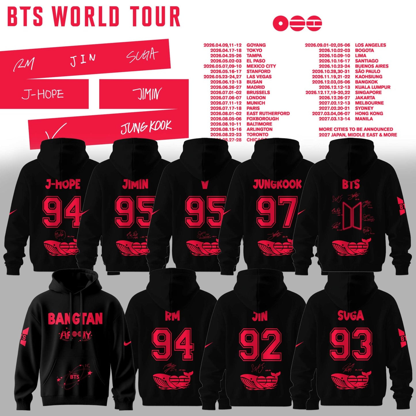 BTS World Tour 2026 Limited Edition Combo Hoodie