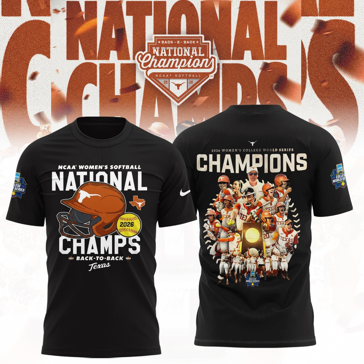 Texas Longhorns Softball 2026 NCAA National Champions Locker Room T-Shirt