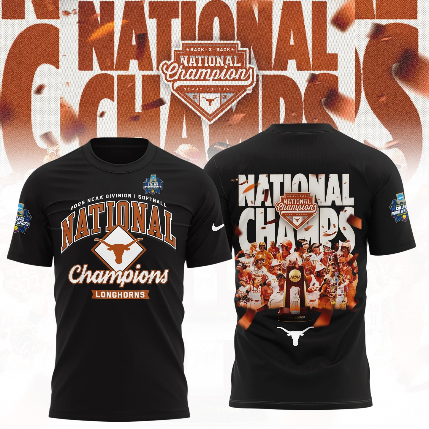 Texas Longhorns Softball 2026 NCAA National Champions Locker Room T-Shirt