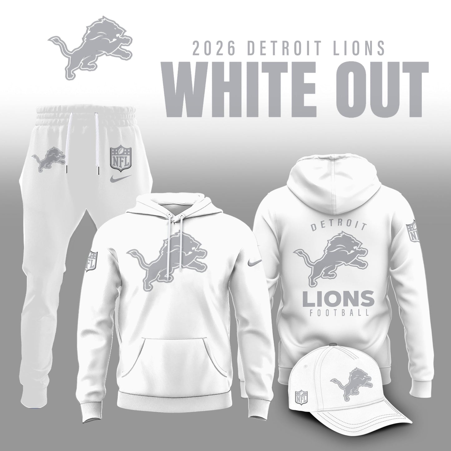 Detroit Lions 2026 White Out Limited Edition Hoodie