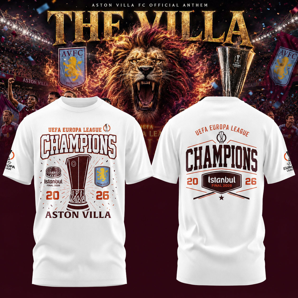 Aston Villa Champions Europa League 25/26 Tshirt