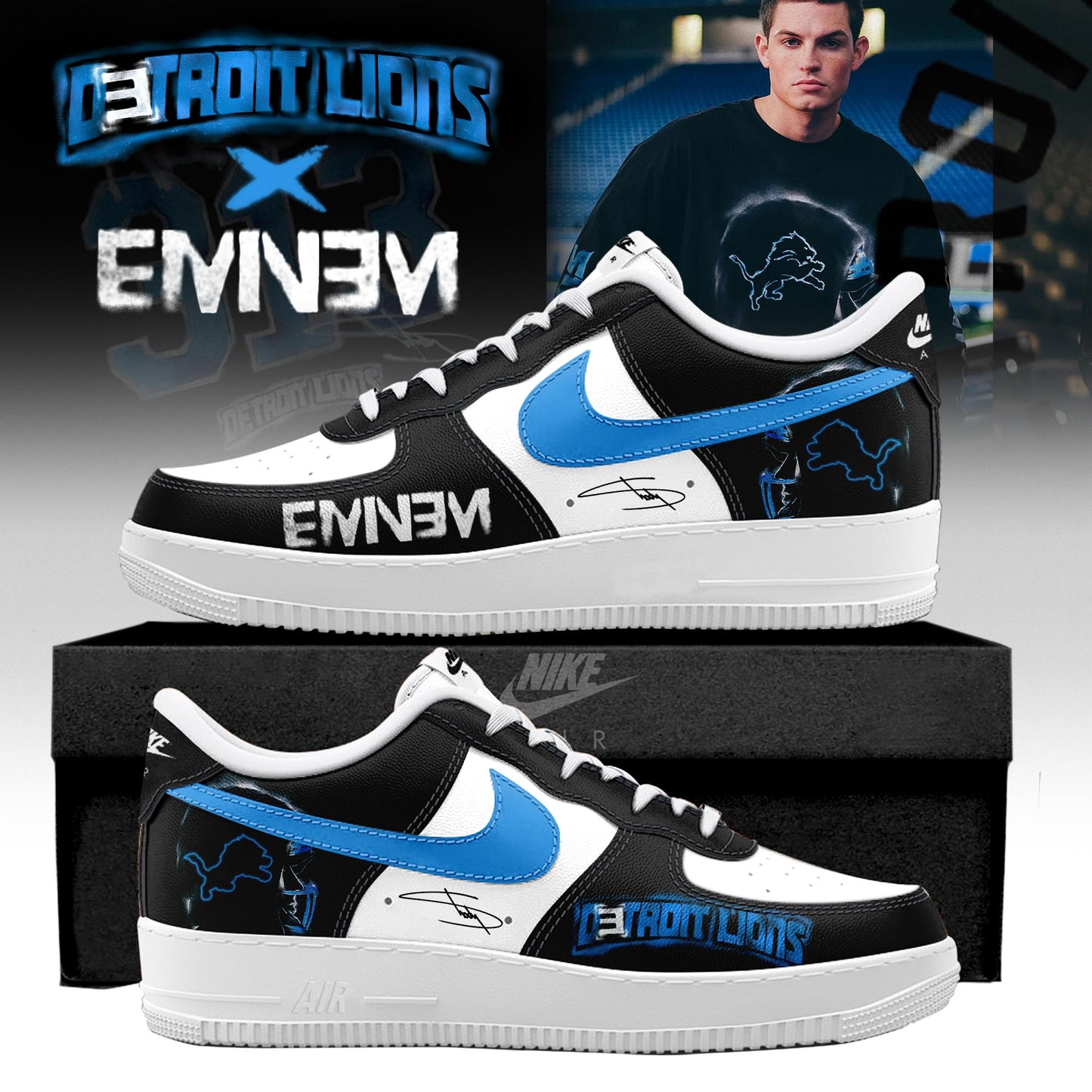 Eminem x Detroit Lions Thanksgiving Halftime Show� Limited Edition AF1 Sneakers