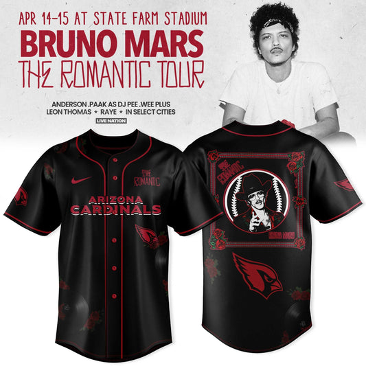 Arizona Cardinals x Bruno Mars “ The Romantic Tour 2026 Jersey