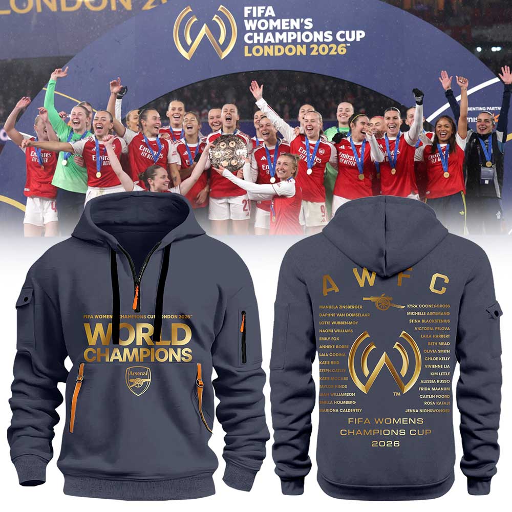 Arsenal FIFA Womens Champions Cup 2026 Winners Zip 1/4 Hoodie