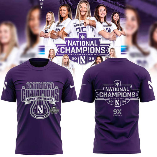 Northwestern Wildcats Women’s Lacrosse 2026 National Champions Limited Shirt Purple V2