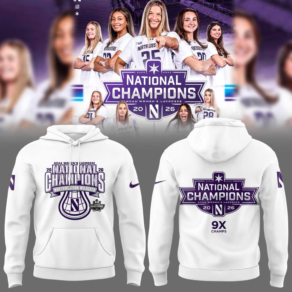 Northwestern Wildcats Women’s Lacrosse 2026 National Champions Limited Hoodie White V2