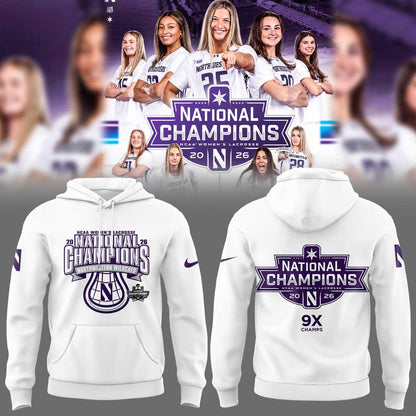 Northwestern Wildcats Women’s Lacrosse 2026 National Champions Limited Hoodie White V2