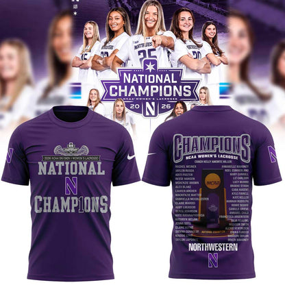 Northwestern Wildcats Women’s Lacrosse 2026 National Champions Limited Shirt Purple