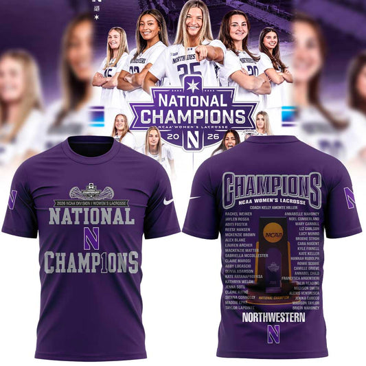 Northwestern Wildcats Women’s Lacrosse 2026 National Champions Limited Shirt Purple
