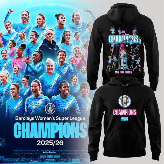Manchester City Women Our incredible journey to the 2025/26 WSL title WSL CHAMPIONS! Hoodie Black
