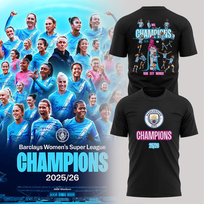 Manchester City Women Our incredible journey to the 2025/26 WSL title WSL CHAMPIONS! Shirt Black