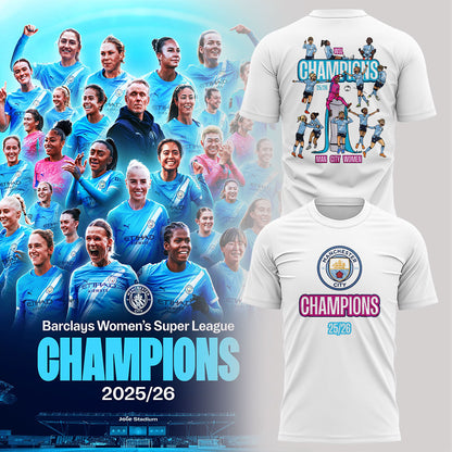 Manchester City Women Our incredible journey to the 2025/26 WSL title WSL CHAMPIONS! Shirt White