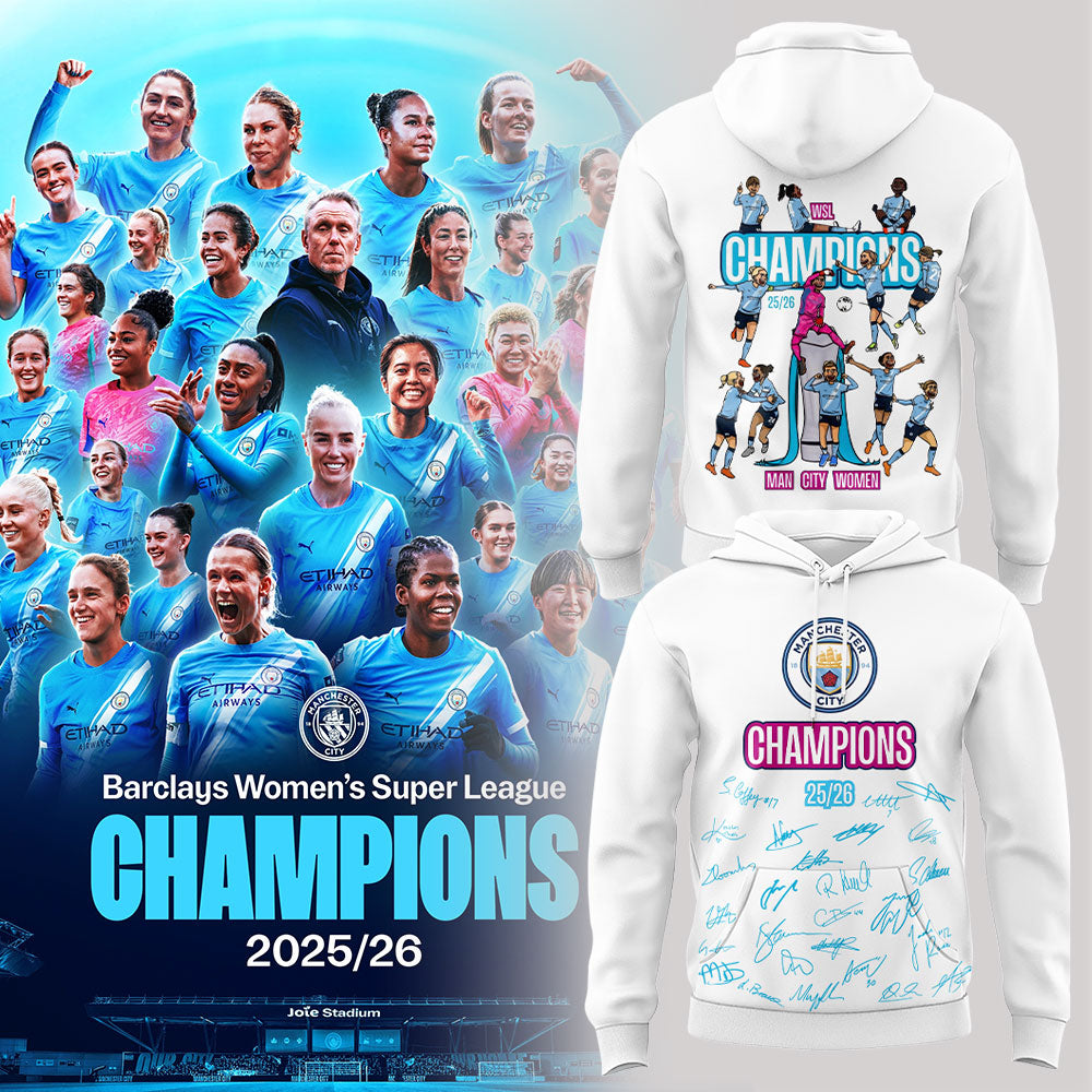 Manchester City Women Our incredible journey to the 2025/26 WSL title WSL CHAMPIONS! Hoodie White V2