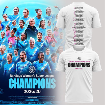 Manchester City Women Our incredible journey to the 2025/26 WSL title WSL CHAMPIONS! Shirt White V3