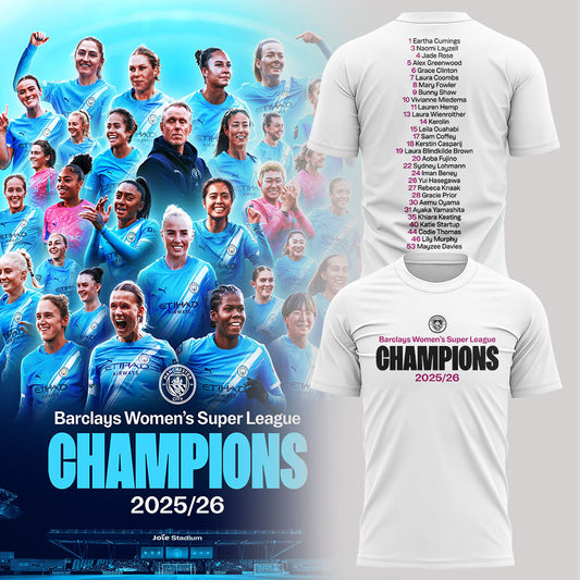 Manchester City Women Our incredible journey to the 2025/26 WSL title WSL CHAMPIONS! Shirt White V3