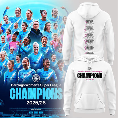Manchester City Women Our incredible journey to the 2025/26 WSL title WSL CHAMPIONS! Hoodie White V3