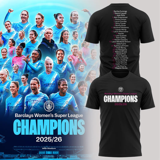 Manchester City Women Our incredible journey to the 2025/26 WSL title WSL CHAMPIONS! Shirt Black V2