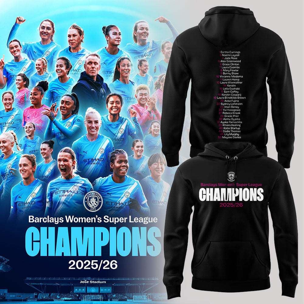 Manchester City Women Our incredible journey to the 2025/26 WSL title WSL CHAMPIONS! Hoodie Black V2