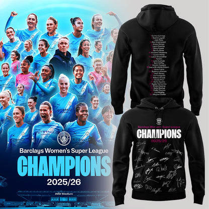 Manchester City Women Our incredible journey to the 2025/26 WSL title WSL CHAMPIONS! Hoodie Black
