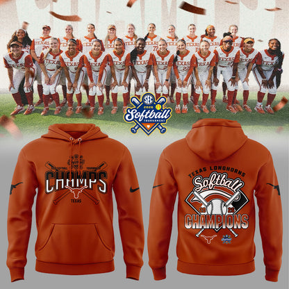 Texas Longhorns 2026 SEC Softball Tournament Champions Locker Room Hoodie Orange V2