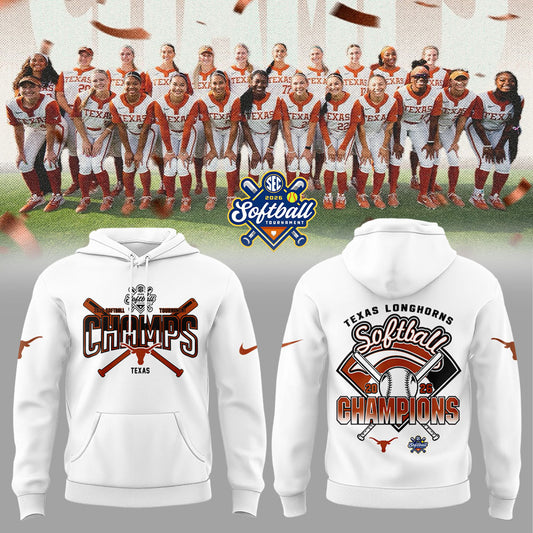 Texas Longhorns 2026 SEC Softball Tournament Champions Locker Room Hoodie White V2