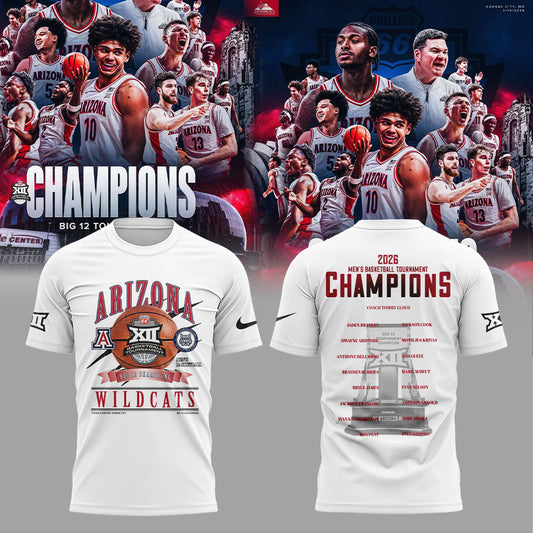 A Wildcats 2026 Big 12 Men™s Basketball Tournament Championship White Shirt V2