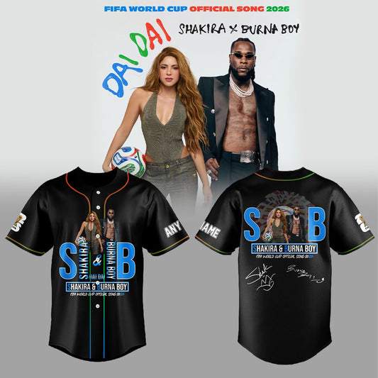 SHAKIRA X BURNA BOY FIFA WORLD CUP OFFICIAL SONG 2026 Jersey Black