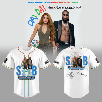 SHAKIRA X BURNA BOY FIFA WORLD CUP OFFICIAL SONG 2026 Jersey White
