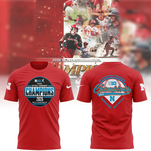 Nebraska Softball 2026 BIG TEN TOURNAMENT CHAMPIONS Shirt Red V2