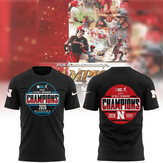Nebraska Softball 2026 BIG TEN TOURNAMENT CHAMPIONS Shirt Black