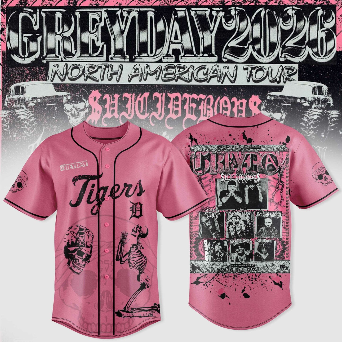 Detroit Tigers X $uicideboy$ Greyday 2026 “ North American Tour Jersey