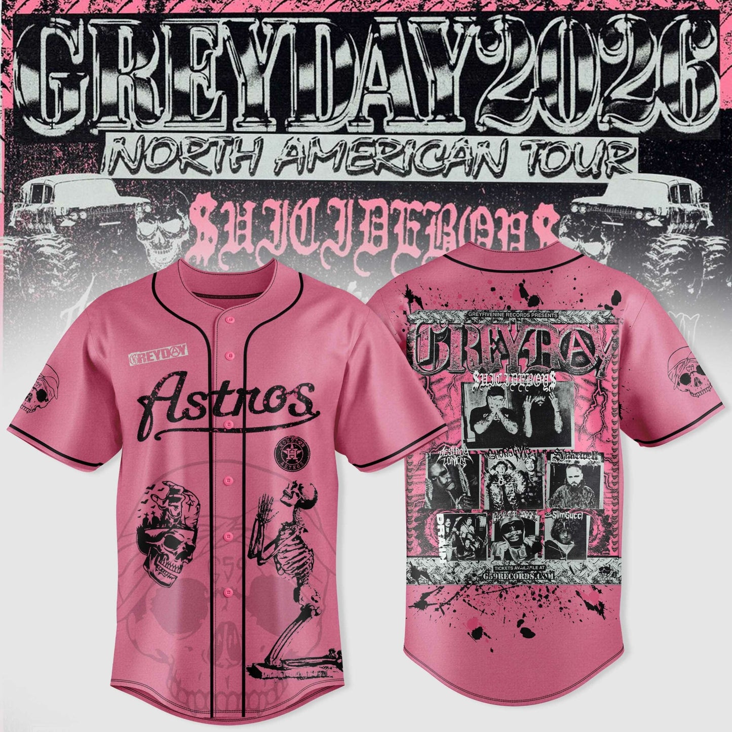 All Team MLB X $uicideboy$ Greyday 2026 “ North American Tour Jersey