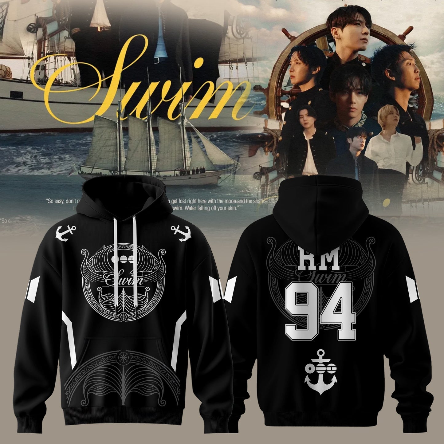 BTS “ Swim Arirang Album Mixed Mesh Hoodie