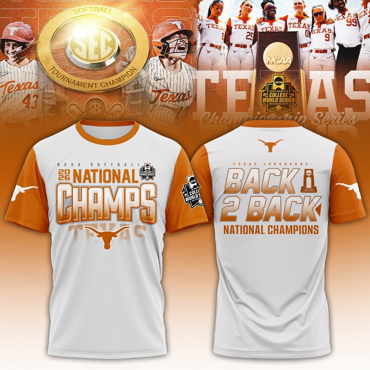 Texas Longhorns Softball 2026 NCAA National Champions Locker Room T-Shirt