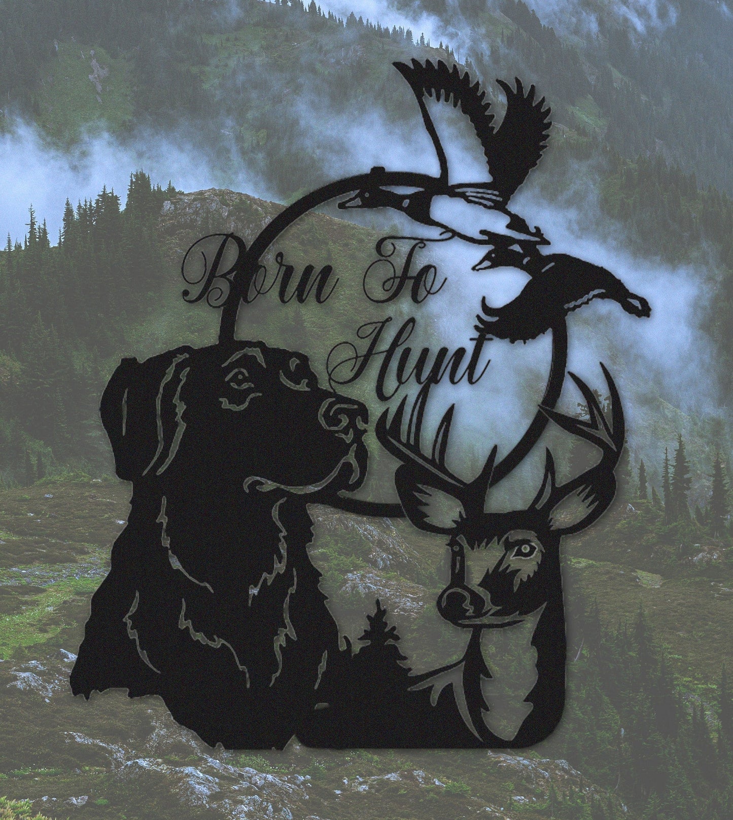 Personalized Hunting Sign,Custom Deer/Dog Metal Sign,Hunting Wall Art,Deer Hunter Gift,Born To Hunt,Deer Camp Sign,Fathers Day Gift