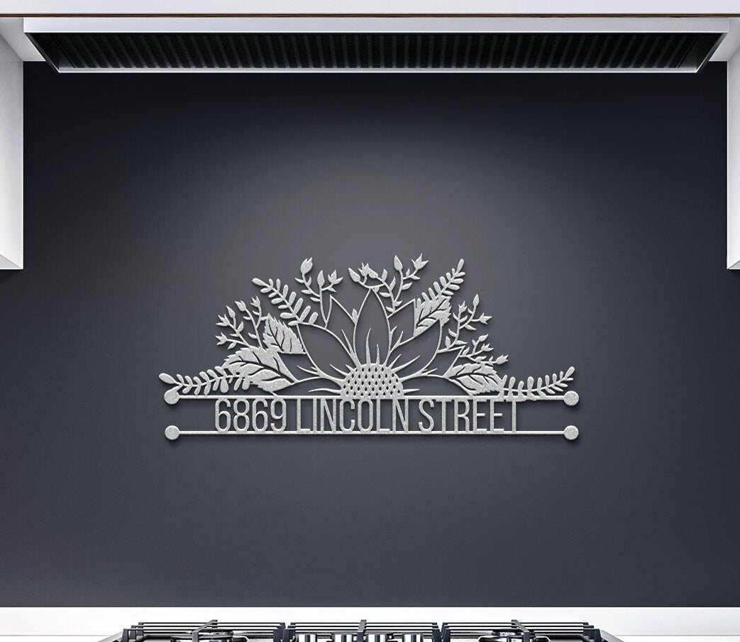 Personalized Metal Address Sign, Sunflower Address Sign, Metal House Numbers, Large Metal Sign, Metal Address Plaque, Custom Street Sign