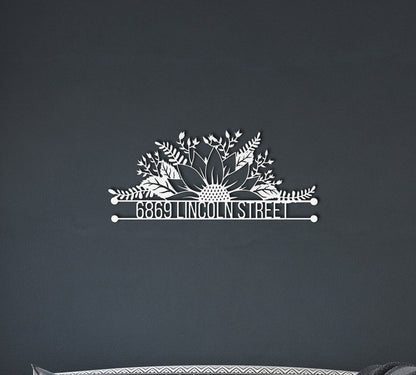 Personalized Metal Address Sign, Sunflower Address Sign, Metal House Numbers, Large Metal Sign, Metal Address Plaque, Custom Street Sign