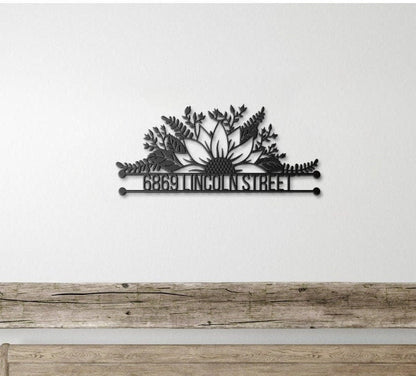 Personalized Metal Address Sign, Sunflower Address Sign, Metal House Numbers, Large Metal Sign, Metal Address Plaque, Custom Street Sign
