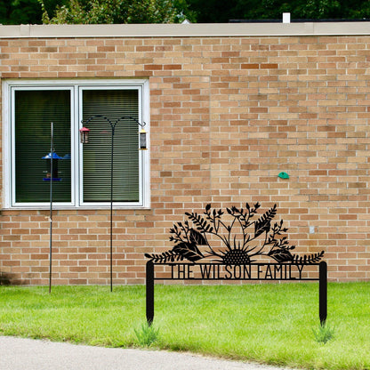 Family Custom Yard Sign, Outdoor Patio Metal Sign, Sunflower Metal Yard Sign, Welcome Yard Sign, Yard Address Sign, Address Sign For Yard