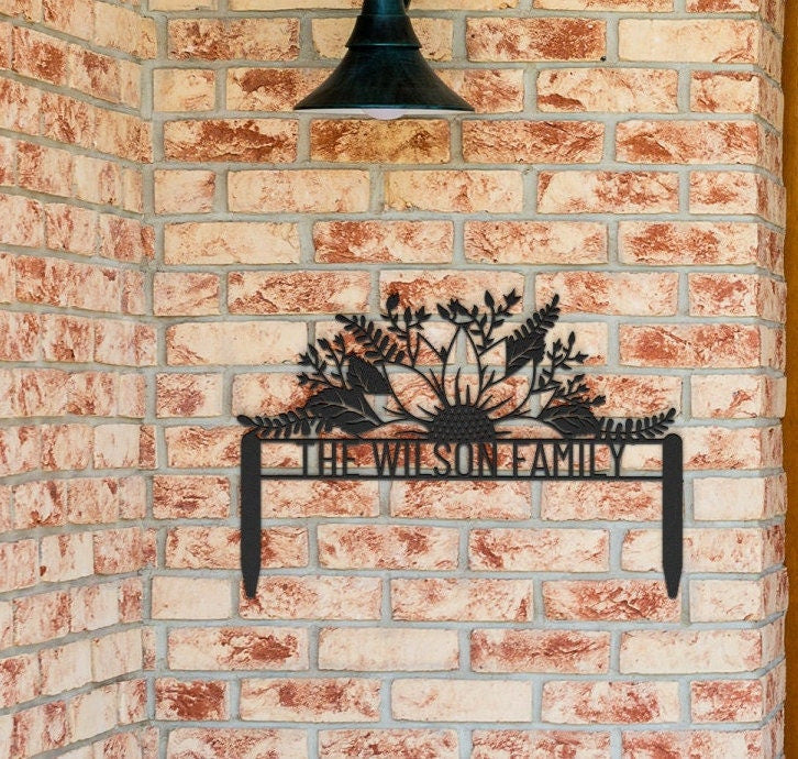 Family Custom Yard Sign, Outdoor Patio Metal Sign, Sunflower Metal Yard Sign, Welcome Yard Sign, Yard Address Sign, Address Sign For Yard