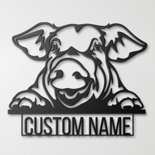 Custom Pig Metal Sign, Pig Lovers Gift, Farm Animals Wall Decor , Wall Hanging Metal Pig Sign, Gift For Farms Owners