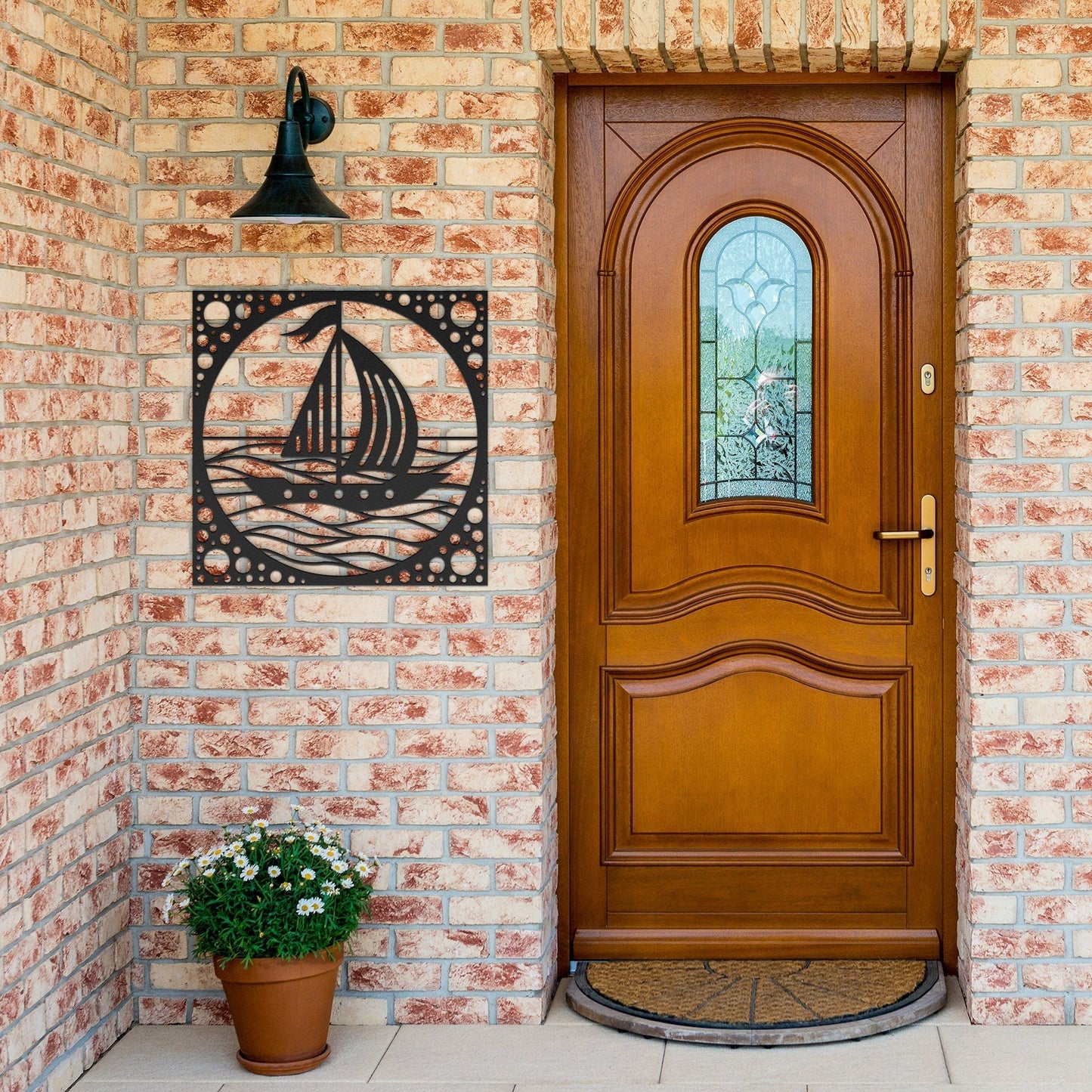 Sail Boat Metal Sign, Sea Waves Wall Decor, Sail Boat in Ocean Metal Sign, Decorative Sea View Wall Art, Wall Hanging Sea Metal Decor