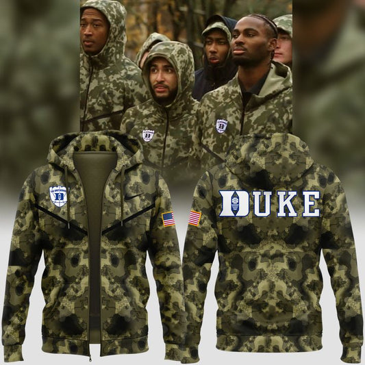2025 Limited Edition Camo Zip Hoodie Duke Men™s Basketball Military Appreciation